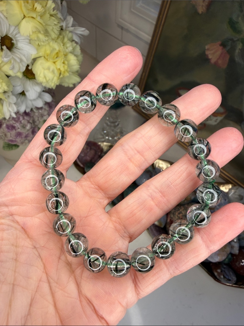 Green Rutilated Quartz Bracelet: B1313
